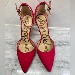 Sam Edelman Suede and Leather Fuchsia Ankle Strap Heels